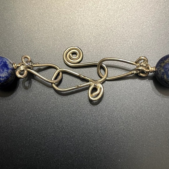 ๐HP๐Lapis Lazuli & White Glass Beads Sterling Jewelry Set - Picture 6 of 10